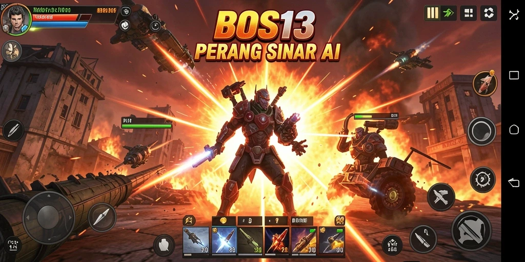Screenshot gameplay BOS13 yang menunjukkan aksi pertempuran mendebarkan.