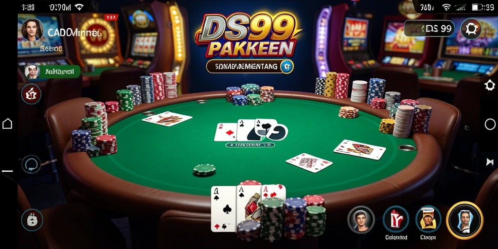 Screenshot gameplay DS99 yang menunjukkan aksi poker seru.