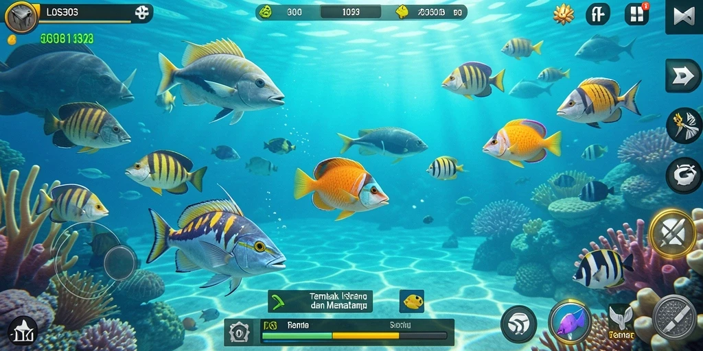Tampilan gameplay menarik dari LOS303 saat berburu ikan.