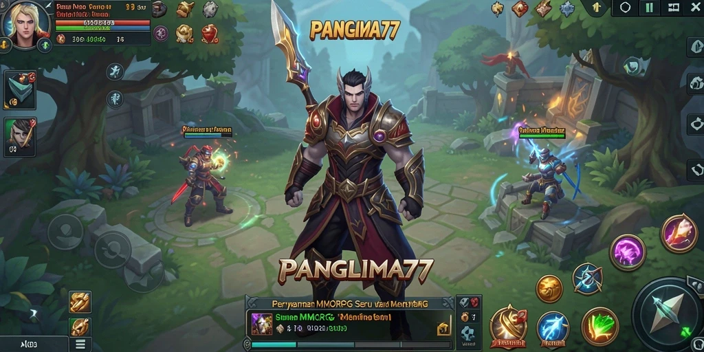 Screenshot utama PANGLIMA77 menampilkan aksi petualangan MMORPG yang mendebarkan.
