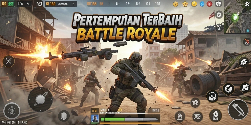 Tangkapan layar menunjukkan aksi seru dalam game Battle Royale RI188.