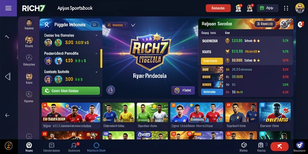 Screenshot gameplay RICH7 menunjukkan keseruan taruhan olahraga.