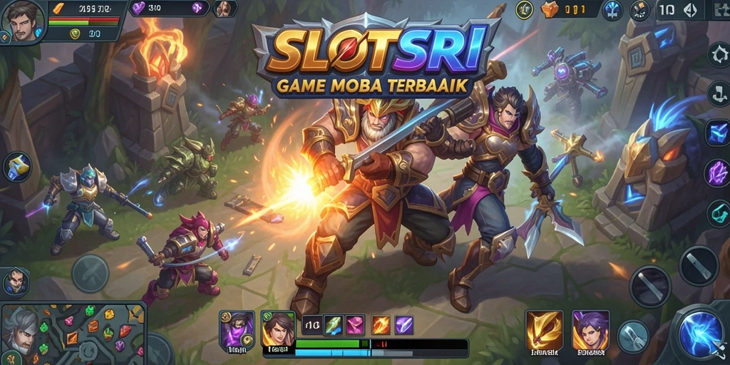 Screenshot menampilkan aksi seru di game MOBA SLOTSRI.