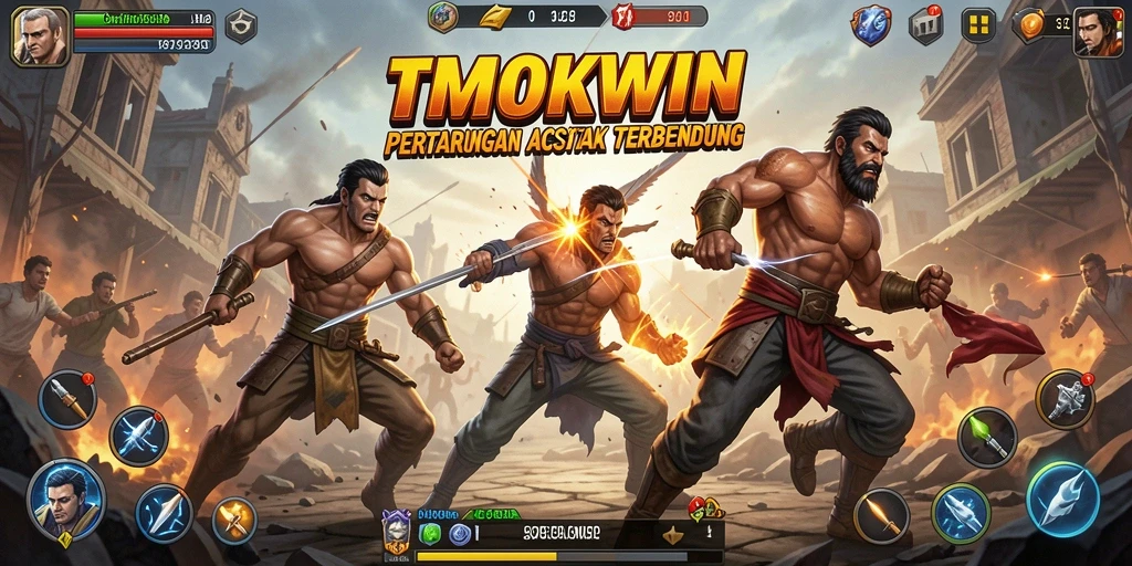 Tampilan aksi mendebarkan dari TMOKWIN saat pertarungan berlangsung.