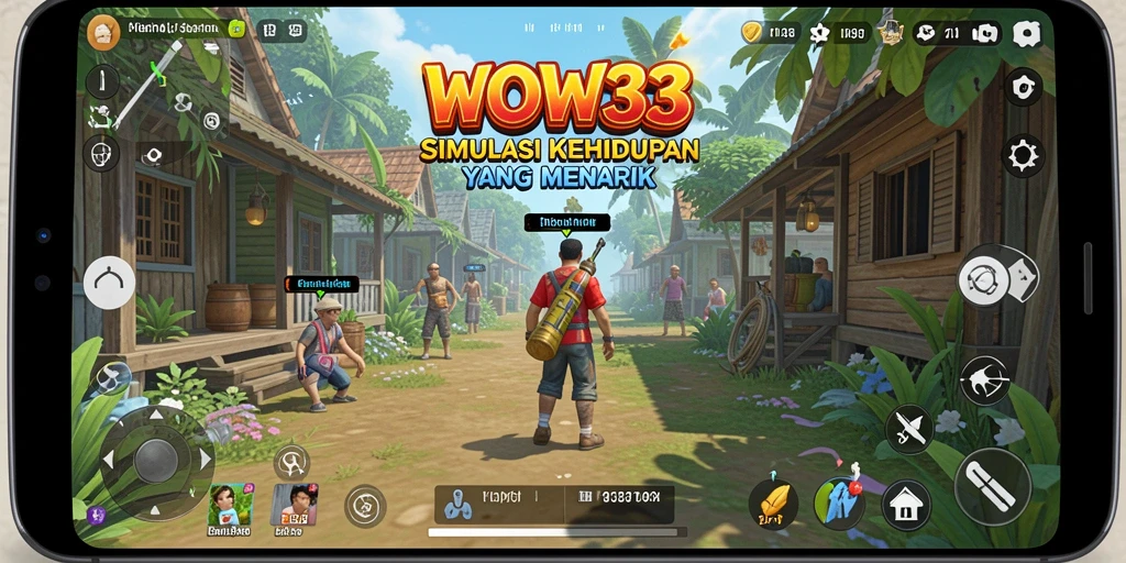 Tangkapan layar dari WOW33 menampilkan interaksi karakter dalam simulasi kehidupan.
